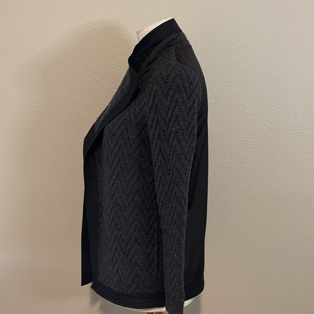 Lafayette 148 New York Charcoal Chevron Knit Open-Front Blazer - Picture 2 of 10
